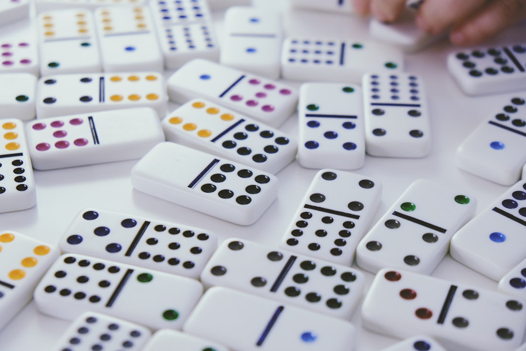 Dominos, assorted, face side up.